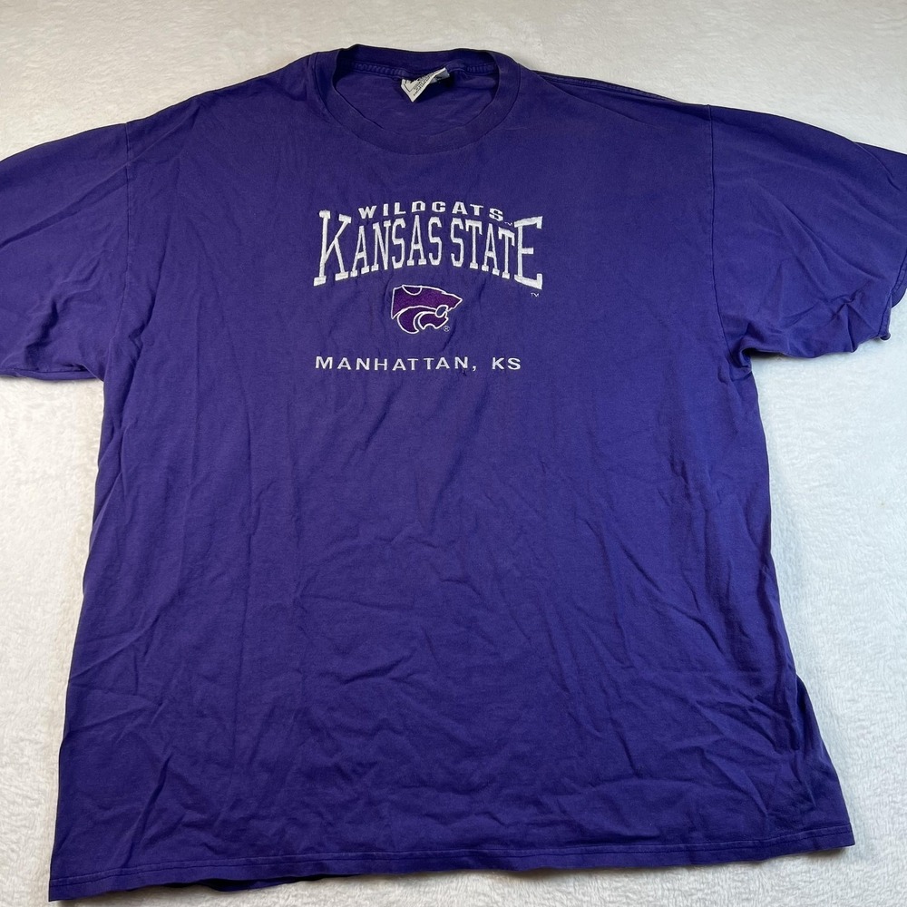 Vintage Kansas State Wildcats Shirt Mens‎ 2XL Purple NCAA Football Lee Sport